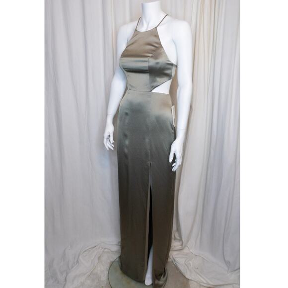 JENNY YOO 'Kendra' Satin Gown in Moss Sage Green NWT US 0 - Picture 2 of 13
